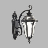 Black Finish Urn Sconce Lighting Farmhouse Clear Dimpled Glass 1 Head Outdoor Wall Lamp Fixture Clearhalo 'Wall Lamps & Sconces' 'Wall Lights' Lighting' 728866