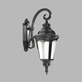 1-Light Sconce Rustic Courtyard Wall Lighting Ideas with Urn Clear Seeded Glass Shade in Black Clearhalo 'Wall Lamps & Sconces' 'Wall Lights' Lighting' 728871