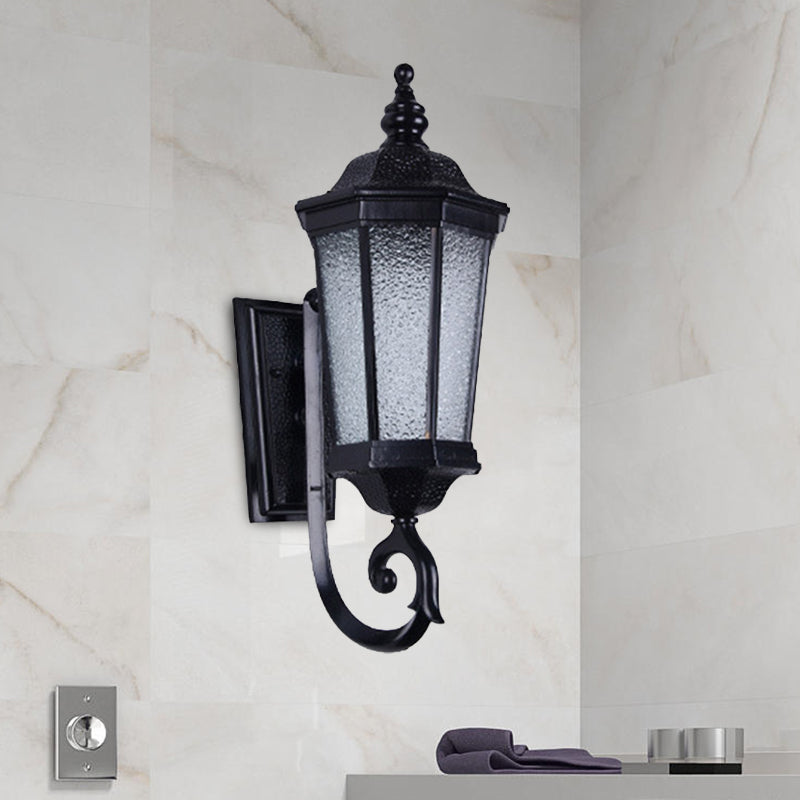 1-Light Verum Wall Sconce Lighting Country Water Glass Black Finish Wall Mounted Lamp Fixture Black Clearhalo 'Wall Lamps & Sconces' 'Wall Lights' Lighting' 728878