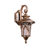 Rustic Urn Wall Sconce Light 1 Bulb Aluminum Wall Lamp Fixture in Brass with Water Glass Shade Clearhalo 'Wall Lamps & Sconces' 'Wall Lights' Lighting' 728950