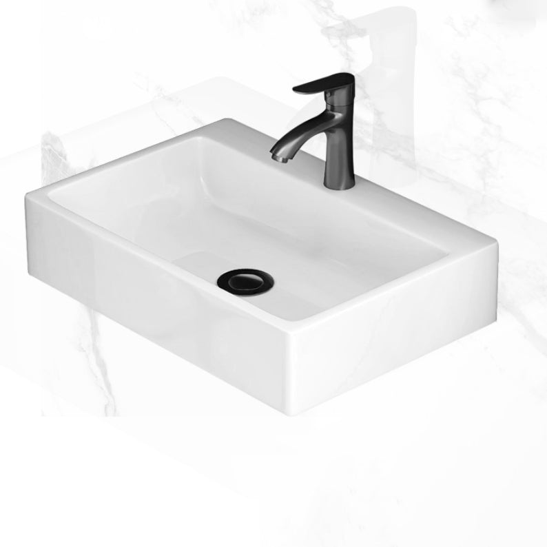 Modern White Ceramic Top Vanity Single-Sink Rectangular Wall Mount Vanity Clearhalo 'Bathroom Remodel & Bathroom Fixtures' 'Bathroom Vanities' 'bathroom_vanities' 'Home Improvement' 'home_improvement' 'home_improvement_bathroom_vanities' 7289542