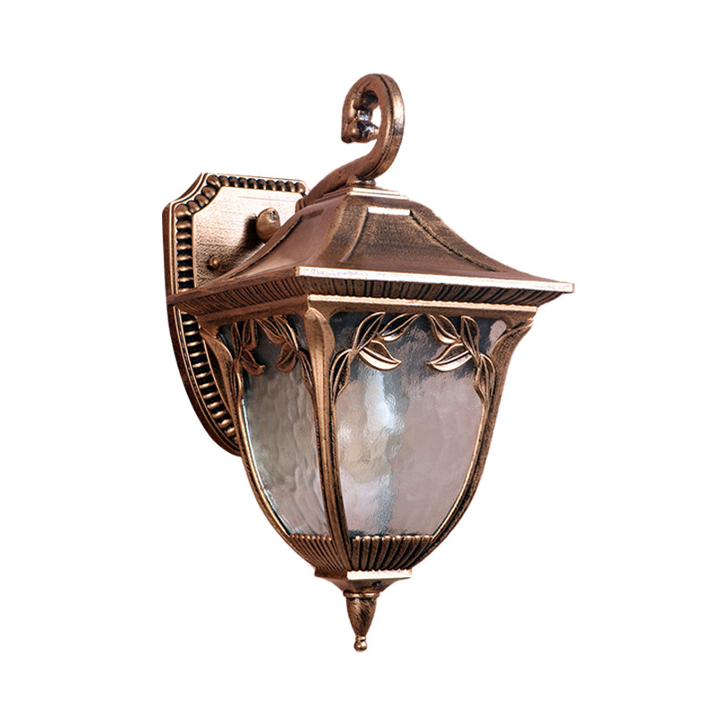 Acorn Courtyard Sconce Lighting Countryside Clear Water Glass 1 Light Brass Wall Mount Lamp Clearhalo 'Wall Lamps & Sconces' 'Wall Lights' Lighting' 728960