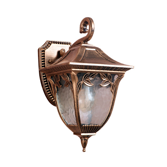 Acorn Courtyard Sconce Lighting Countryside Clear Water Glass 1 Light Brass Wall Mount Lamp Clearhalo 'Wall Lamps & Sconces' 'Wall Lights' Lighting' 728960