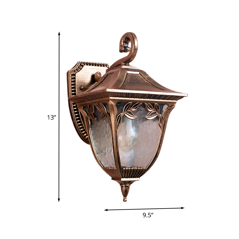 Acorn Courtyard Sconce Lighting Countryside Clear Water Glass 1 Light Brass Wall Mount Lamp Clearhalo 'Wall Lamps & Sconces' 'Wall Lights' Lighting' 728962