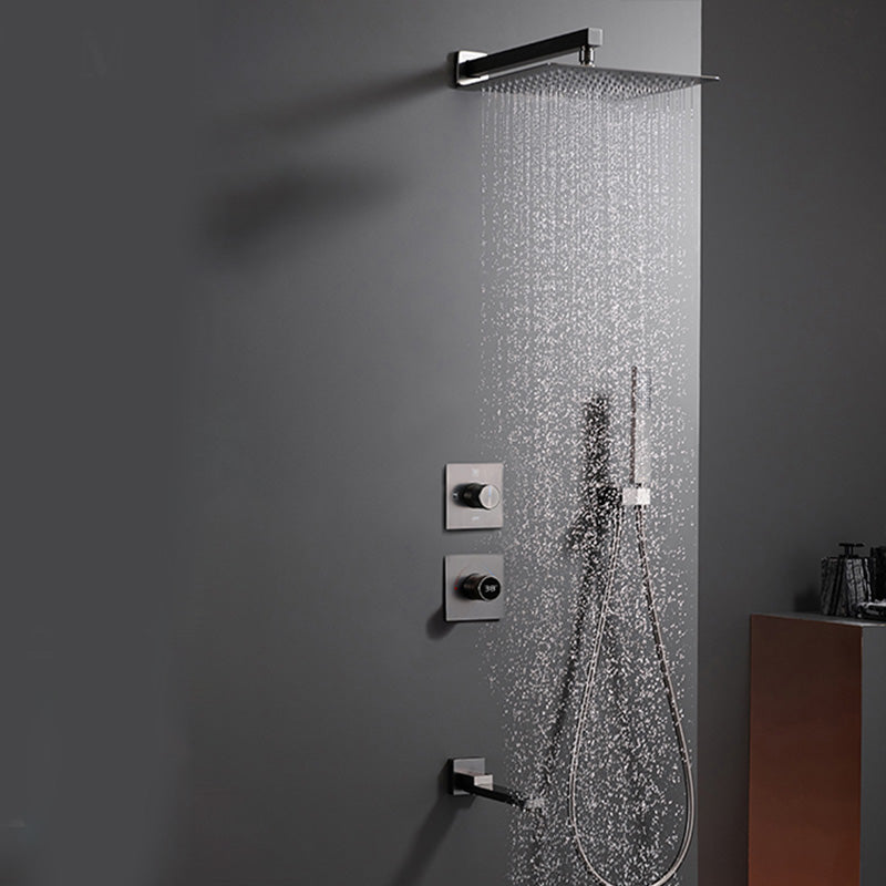 Modern Solid Color Shower Set Adjustable Spray Pattern Shower Head Combo Clearhalo 'Bathroom Remodel & Bathroom Fixtures' 'Home Improvement' 'home_improvement' 'home_improvement_shower_faucets' 'Shower Faucets & Systems' 'shower_faucets' 'Showers & Bathtubs Plumbing' 'Showers & Bathtubs' 7289748