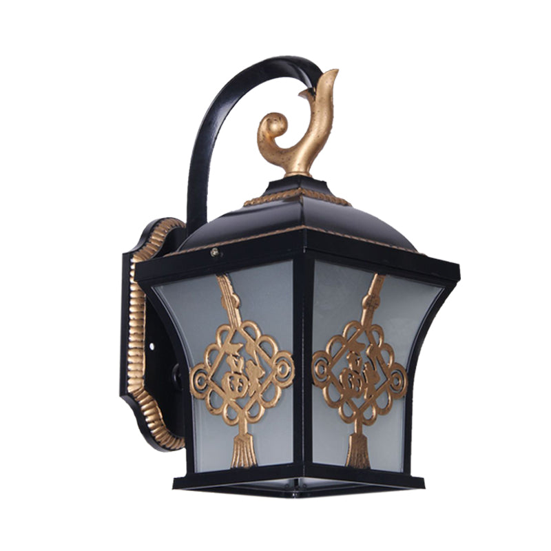 Metallic Lucky Character Wall Sconce Light Country 1 Bulb Courtyard Wall Lamp in Black/Black and Gold Clearhalo 'Wall Lamps & Sconces' 'Wall Lights' Lighting' 728975