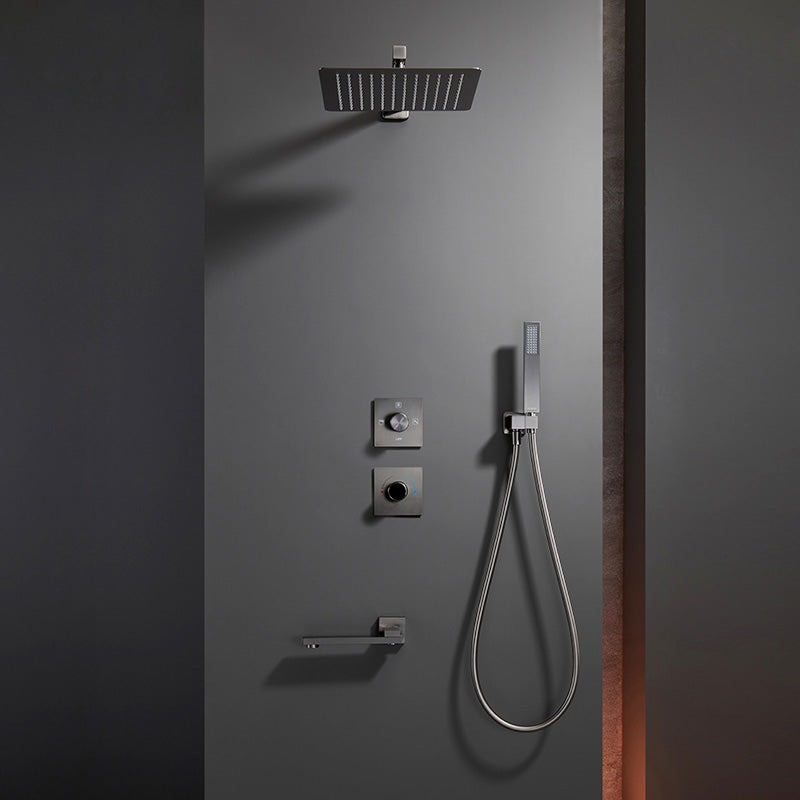 Modern Solid Color Shower Set Adjustable Spray Pattern Shower Head Combo Clearhalo 'Bathroom Remodel & Bathroom Fixtures' 'Home Improvement' 'home_improvement' 'home_improvement_shower_faucets' 'Shower Faucets & Systems' 'shower_faucets' 'Showers & Bathtubs Plumbing' 'Showers & Bathtubs' 7289750