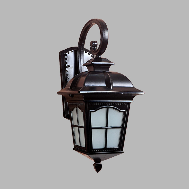 1-Light Twisted Arm Sconce Farmhouse Black/Gold Aluminum Wall Mounted Light for Courtyard Clearhalo 'Wall Lamps & Sconces' 'Wall Lights' Lighting' 728979