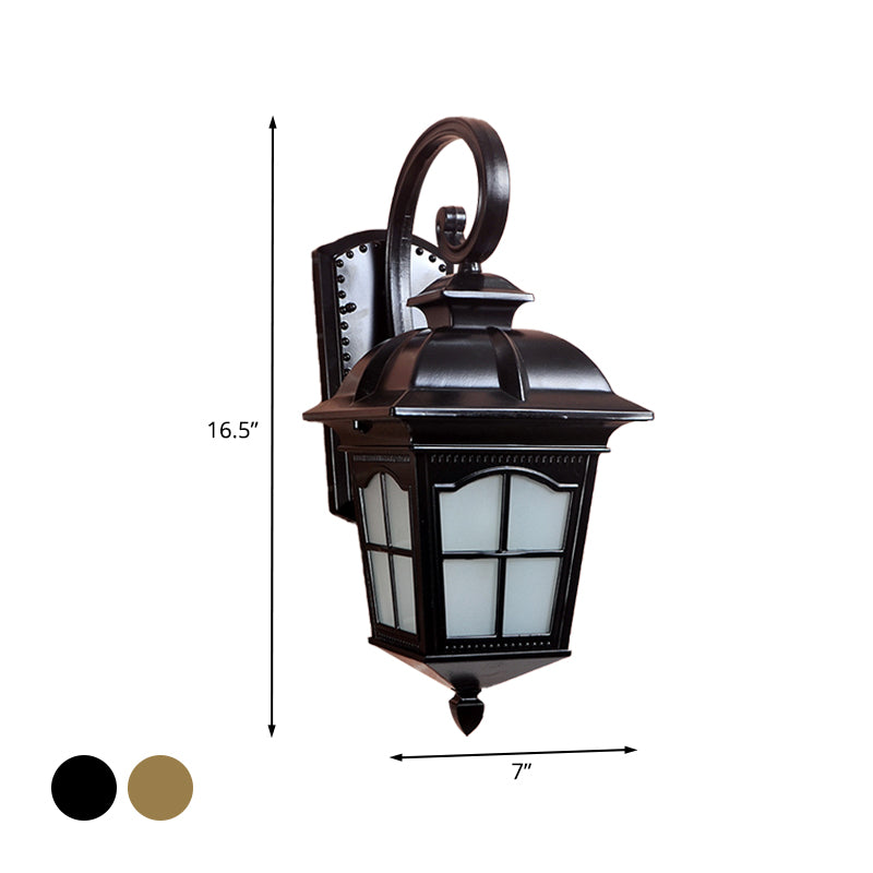 1-Light Twisted Arm Sconce Farmhouse Black/Gold Aluminum Wall Mounted Light for Courtyard Clearhalo 'Wall Lamps & Sconces' 'Wall Lights' Lighting' 728980