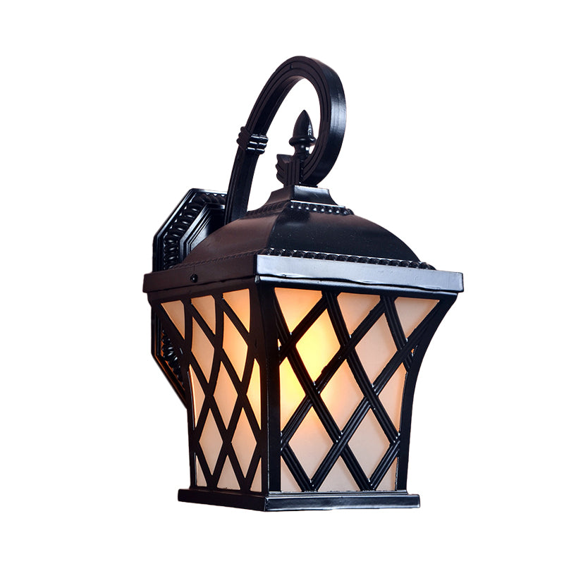 Aluminum Grid Wall Mounted Lamp Lodges 1 Head Courtyard Wall Lighting Ideas in Black Clearhalo 'Wall Lamps & Sconces' 'Wall Lights' Lighting' 728991