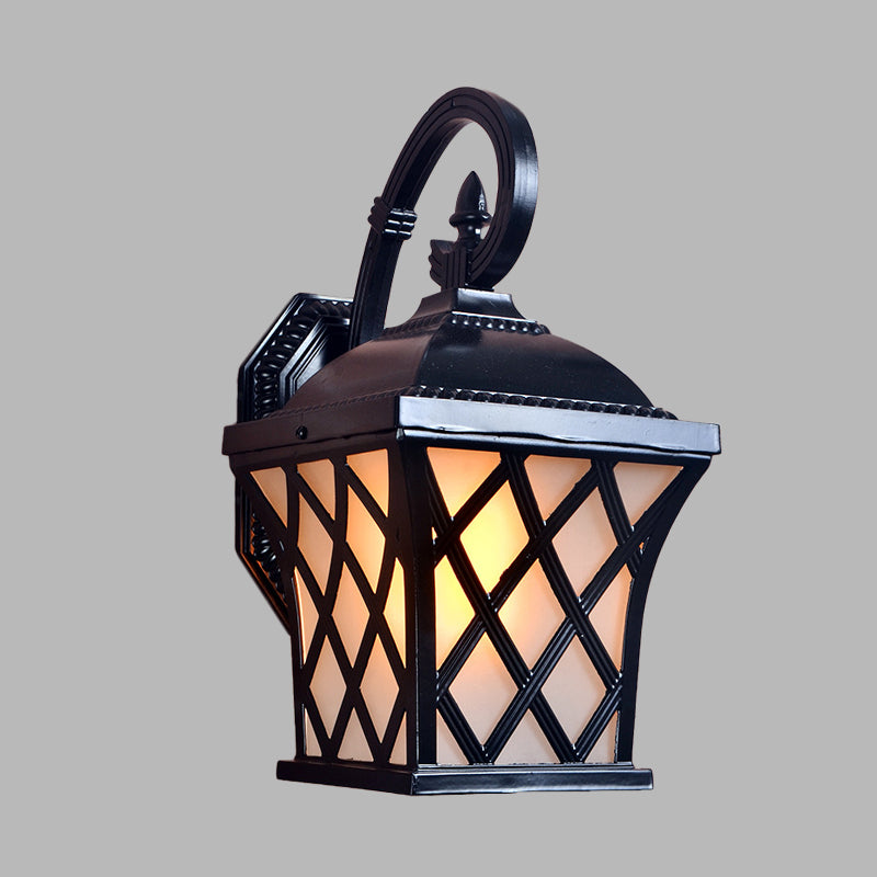 Aluminum Grid Wall Mounted Lamp Lodges 1 Head Courtyard Wall Lighting Ideas in Black Clearhalo 'Wall Lamps & Sconces' 'Wall Lights' Lighting' 728992