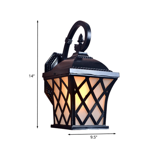 Aluminum Grid Wall Mounted Lamp Lodges 1 Head Courtyard Wall Lighting Ideas in Black Clearhalo 'Wall Lamps & Sconces' 'Wall Lights' Lighting' 728993