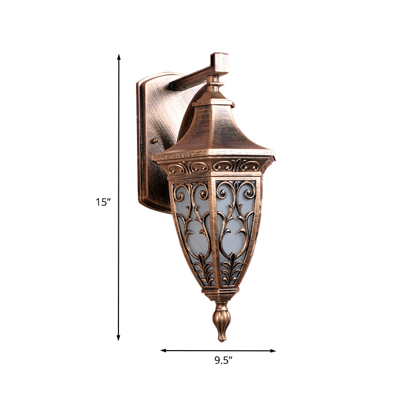 Aluminum Rust Sconce Lighting Urn-Shape 1-Light Countryside Wall Mounted Lamp Fixture Clearhalo 'Wall Lamps & Sconces' 'Wall Lights' Lighting' 729006