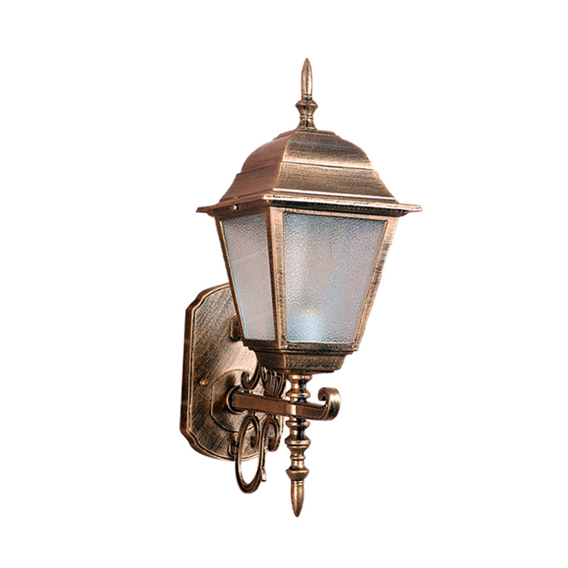 1-Head Wall Sconce Farmhouse Geometric Seeded Glass Wall Mount Lamp Fixture in Brass Clearhalo 'Wall Lamps & Sconces' 'Wall Lights' Lighting' 729024