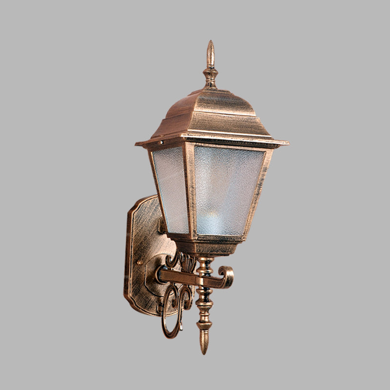 1-Head Wall Sconce Farmhouse Geometric Seeded Glass Wall Mount Lamp Fixture in Brass Clearhalo 'Wall Lamps & Sconces' 'Wall Lights' Lighting' 729025