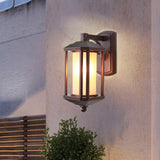 Dark Coffee Cylinder Wall Light Sconce Country Frosted Glass 1 Head Outdoor Wall Lighting Ideas with Frame Clearhalo 'Wall Lamps & Sconces' 'Wall Lights' Lighting' 729028