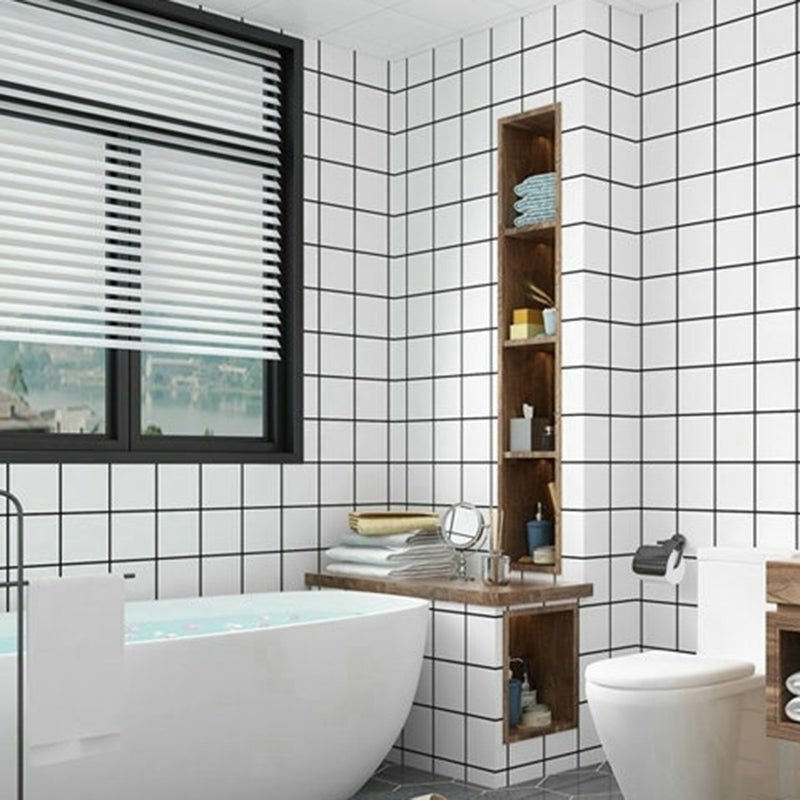 Modern Style Peel & Stick Tile Single Tile Wallpaper with Waterproof White Plaid 50-Piece Set Clearhalo 'Flooring 'Home Improvement' 'home_improvement' 'home_improvement_peel_stick_blacksplash' 'Peel & Stick Backsplash Tile' 'peel_stick_blacksplash' 'Walls & Ceilings' Walls and Ceiling' 7291524