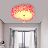 LED Round/Loving Heart Flushmount Pastoral Pink Acrylic Flush Mount Lighting in Warm/3 Color Light with Crystal Ball Clearhalo 'Ceiling Lights' 'Close To Ceiling Lights' 'Close to ceiling' 'Flush mount' Lighting' 729174