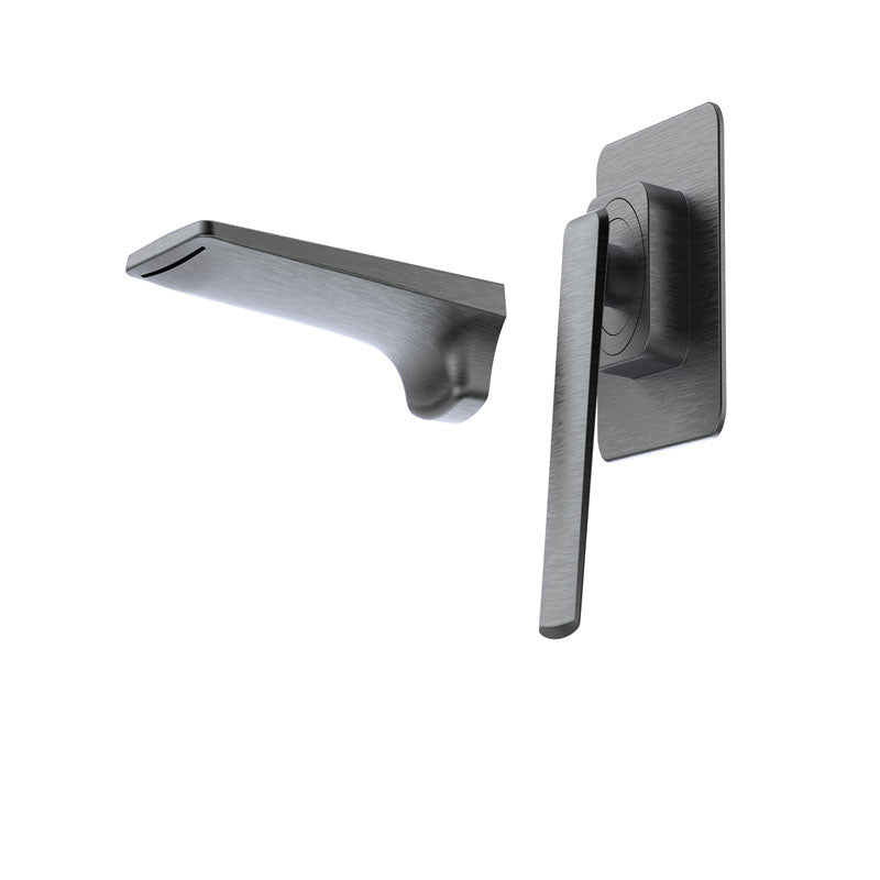 Modern Bathtub Faucet Wall-mounted Rod Handle Brass Bathtub Faucet Grey Fission Clearhalo 'Bathroom Remodel & Bathroom Fixtures' 'Bathtub Faucets' 'bathtub_faucets' 'Home Improvement' 'home_improvement' 'home_improvement_bathtub_faucets' 7291788