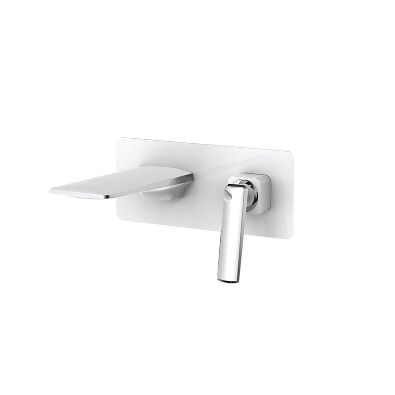 Modern Bathtub Faucet Wall-mounted Rod Handle Brass Bathtub Faucet White-Gray Integration Clearhalo 'Bathroom Remodel & Bathroom Fixtures' 'Bathtub Faucets' 'bathtub_faucets' 'Home Improvement' 'home_improvement' 'home_improvement_bathtub_faucets' 7291794