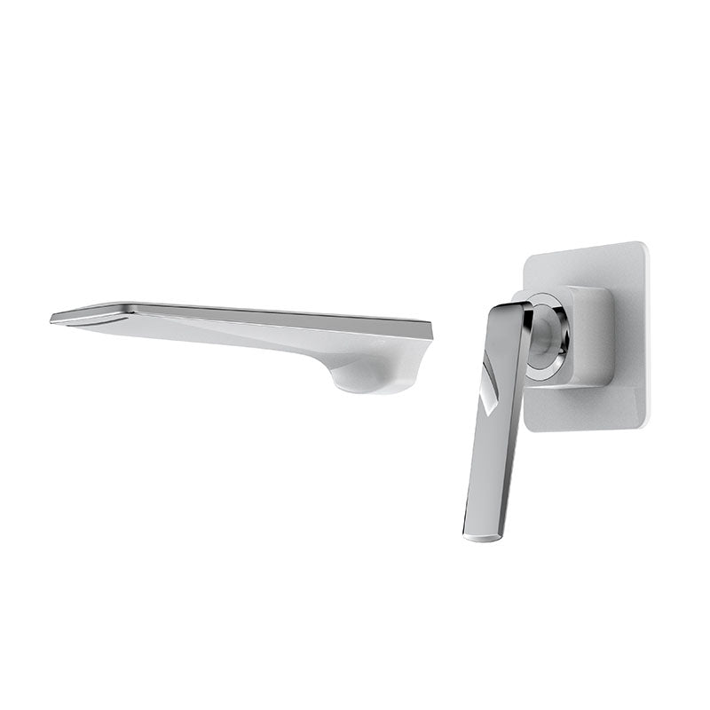 Modern Bathtub Faucet Wall-mounted Rod Handle Brass Bathtub Faucet White-Gray Fission Clearhalo 'Bathroom Remodel & Bathroom Fixtures' 'Bathtub Faucets' 'bathtub_faucets' 'Home Improvement' 'home_improvement' 'home_improvement_bathtub_faucets' 7291797