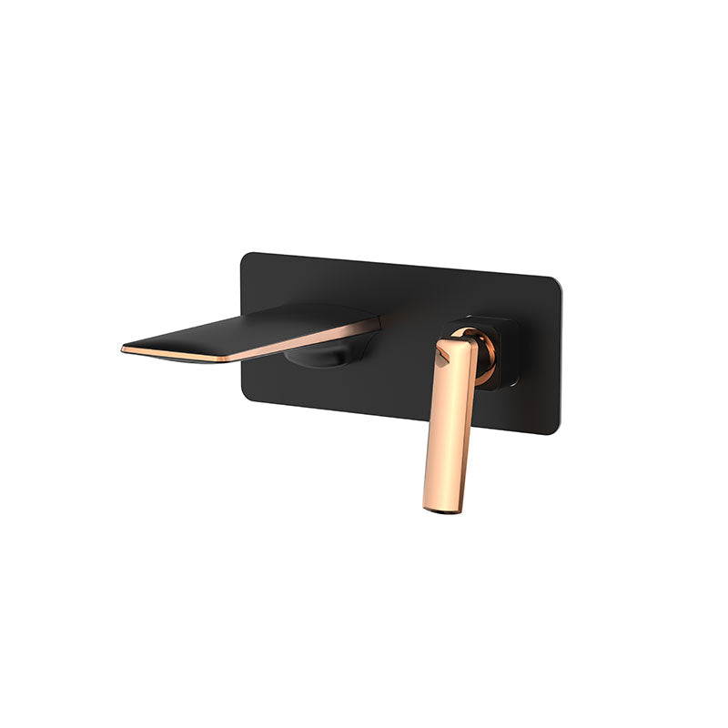 Modern Bathtub Faucet Wall-mounted Rod Handle Brass Bathtub Faucet Black-Gold Integration Clearhalo 'Bathroom Remodel & Bathroom Fixtures' 'Bathtub Faucets' 'bathtub_faucets' 'Home Improvement' 'home_improvement' 'home_improvement_bathtub_faucets' 7291802