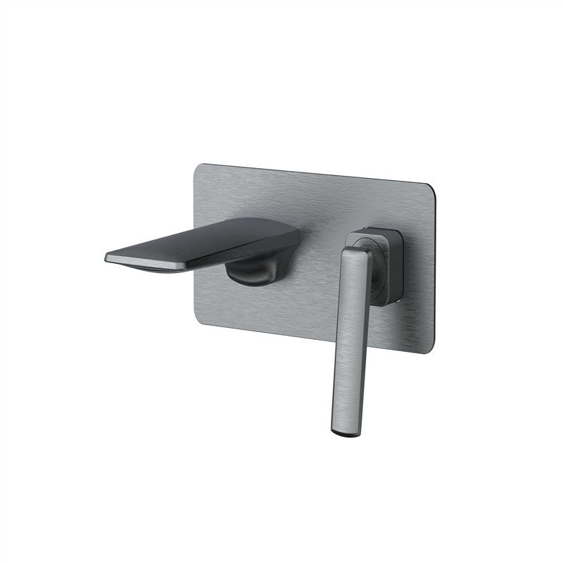 Modern Bathtub Faucet Wall-mounted Rod Handle Brass Bathtub Faucet Grey Integration Clearhalo 'Bathroom Remodel & Bathroom Fixtures' 'Bathtub Faucets' 'bathtub_faucets' 'Home Improvement' 'home_improvement' 'home_improvement_bathtub_faucets' 7291803