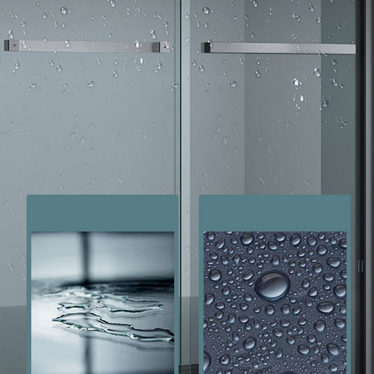 Clear Tempered Shower Door Double Sliding Shower Bath Door with 2 Door Handles Clearhalo 'Bathroom Remodel & Bathroom Fixtures' 'Home Improvement' 'home_improvement' 'home_improvement_shower_tub_doors' 'Shower and Tub Doors' 'shower_tub_doors' 'Showers & Bathtubs' 7292417