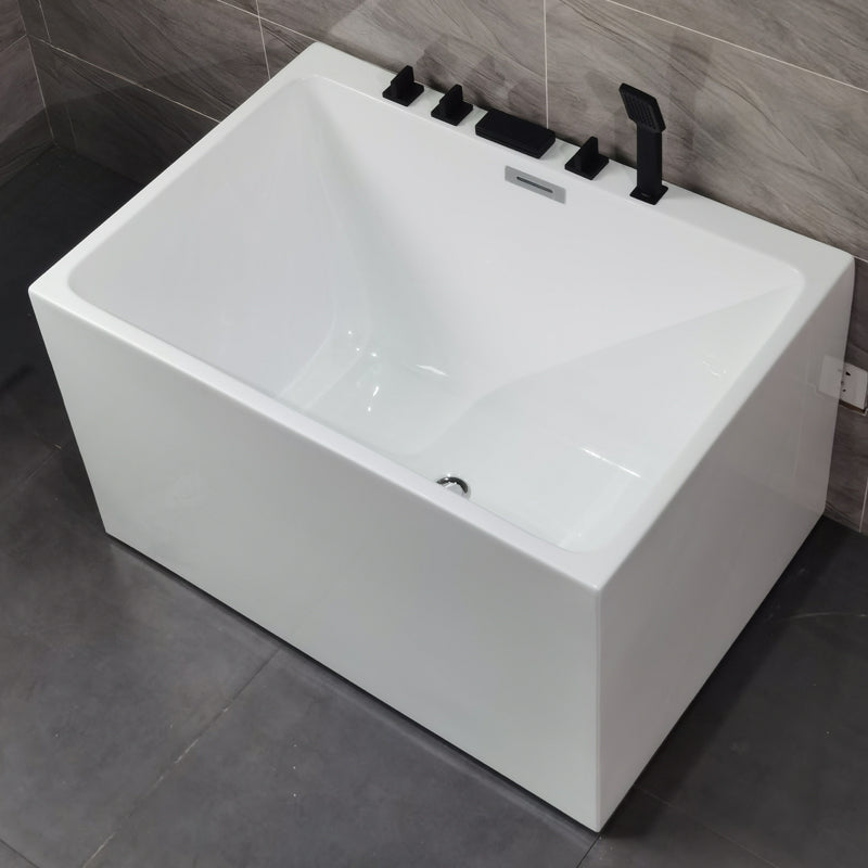 Back to Wall Soaking Bathtub Modern Antique Finish Rectangular Bath Tub 47"L x 28"W x 24"H Tub with Black 5-Piece Set Clearhalo 'Bathroom Remodel & Bathroom Fixtures' 'Bathtubs' 'Home Improvement' 'home_improvement' 'home_improvement_bathtubs' 'Showers & Bathtubs' 7293578