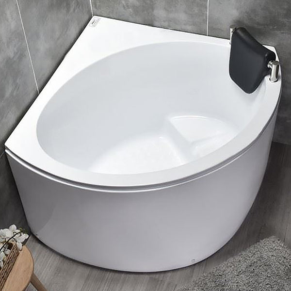 Back to Wall Corner Bathtub Modern Antique Finish Soaking Bath Tub Tub with Pillow Clearhalo 'Bathroom Remodel & Bathroom Fixtures' 'Bathtubs' 'Home Improvement' 'home_improvement' 'home_improvement_bathtubs' 'Showers & Bathtubs' 7293614