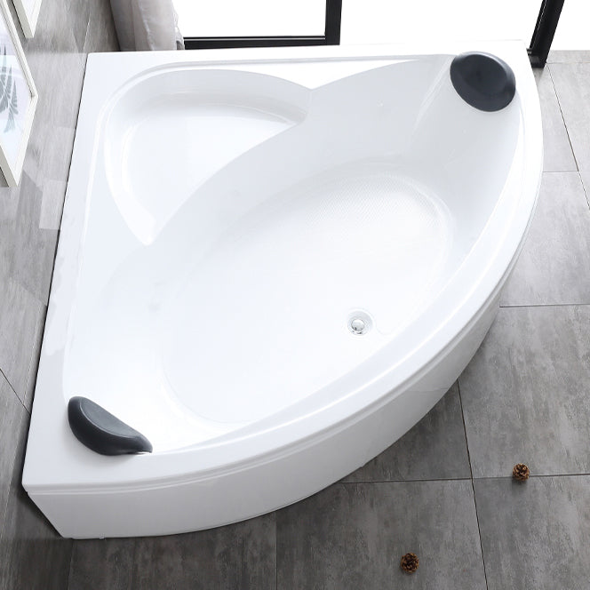 Back to Wall Corner Bathtub Modern Antique Finish Soaking Bath Tub Tub with Pillow Clearhalo 'Bathroom Remodel & Bathroom Fixtures' 'Bathtubs' 'Home Improvement' 'home_improvement' 'home_improvement_bathtubs' 'Showers & Bathtubs' 7293615