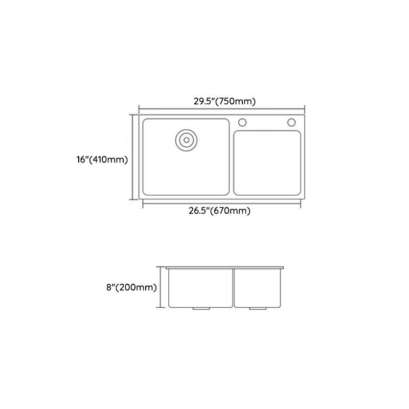 Modern Style Kitchen Sink Quartz Soundproof Kitchen Double Sink with Drain Assembly Clearhalo 'Home Improvement' 'home_improvement' 'home_improvement_kitchen_sinks' 'Kitchen Remodel & Kitchen Fixtures' 'Kitchen Sinks & Faucet Components' 'Kitchen Sinks' 'kitchen_sinks' 7294899