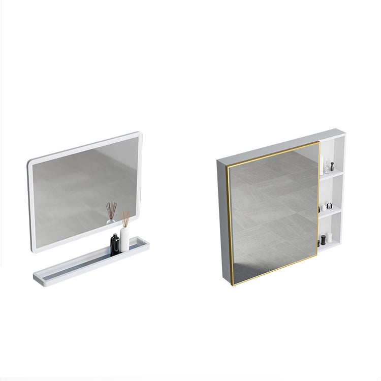 White Bathroom Vanity Metal Frame Single Sink Rectangular Freestanding Vanity with Mirror Clearhalo 'Bathroom Remodel & Bathroom Fixtures' 'Bathroom Vanities' 'bathroom_vanities' 'Home Improvement' 'home_improvement' 'home_improvement_bathroom_vanities' 7295250