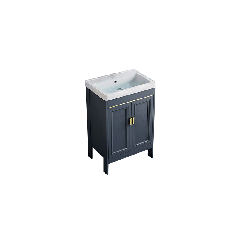 Blue Bath Vanity Freestanding Rectangular 2 Doors Single Sink Metal Frame Bathroom Vanity Bathroom Vanity 20"L x 14"W x 31"H Ceramic Clearhalo 'Bathroom Remodel & Bathroom Fixtures' 'Bathroom Vanities' 'bathroom_vanities' 'Home Improvement' 'home_improvement' 'home_improvement_bathroom_vanities' 7295300