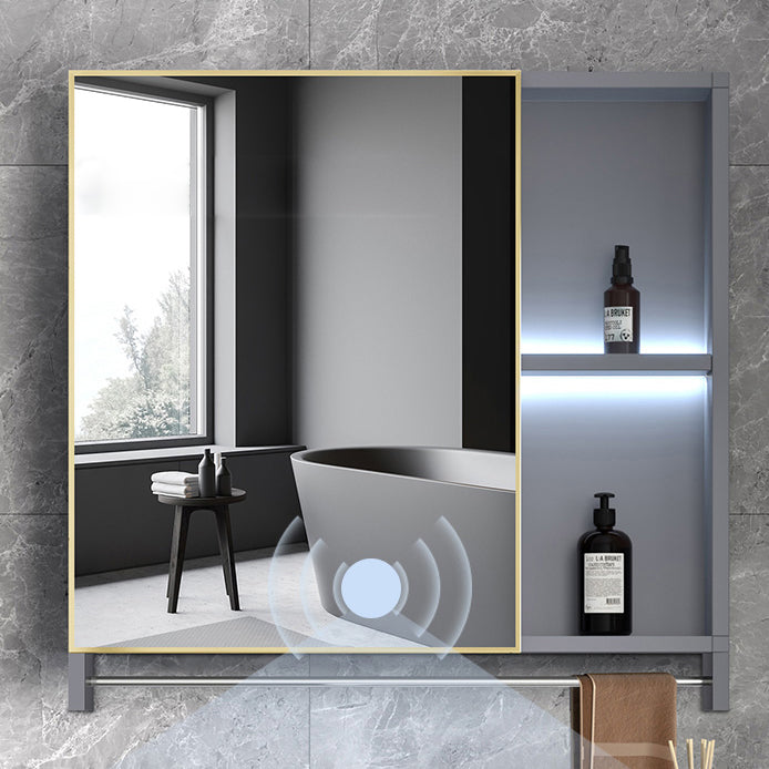 Metal Frame Vanity Grey Single Sink Rectangular Freestanding Mirror Vanity with Doors Clearhalo 'Bathroom Remodel & Bathroom Fixtures' 'Bathroom Vanities' 'bathroom_vanities' 'Home Improvement' 'home_improvement' 'home_improvement_bathroom_vanities' 7295335