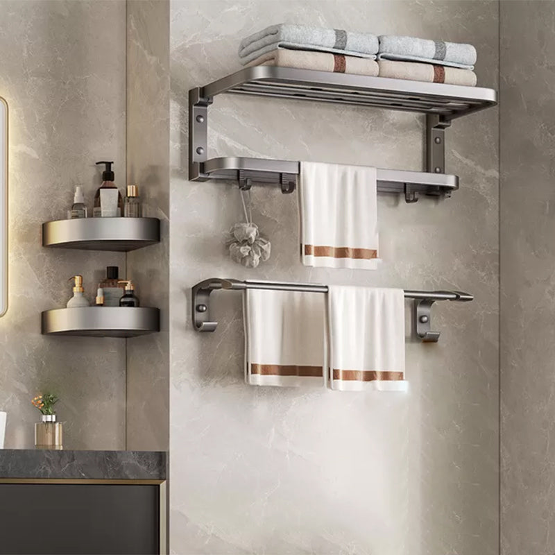 Grey Modern Bathroom Accessory As Individual Or As a Set with Towel Bar 4-Piece Set(Single Rod) Clearhalo 'Bathroom Hardware Sets' 'Bathroom Hardware' 'Bathroom Remodel & Bathroom Fixtures' 'bathroom_hardware_sets' 'Home Improvement' 'home_improvement' 'home_improvement_bathroom_hardware_sets' 7296281