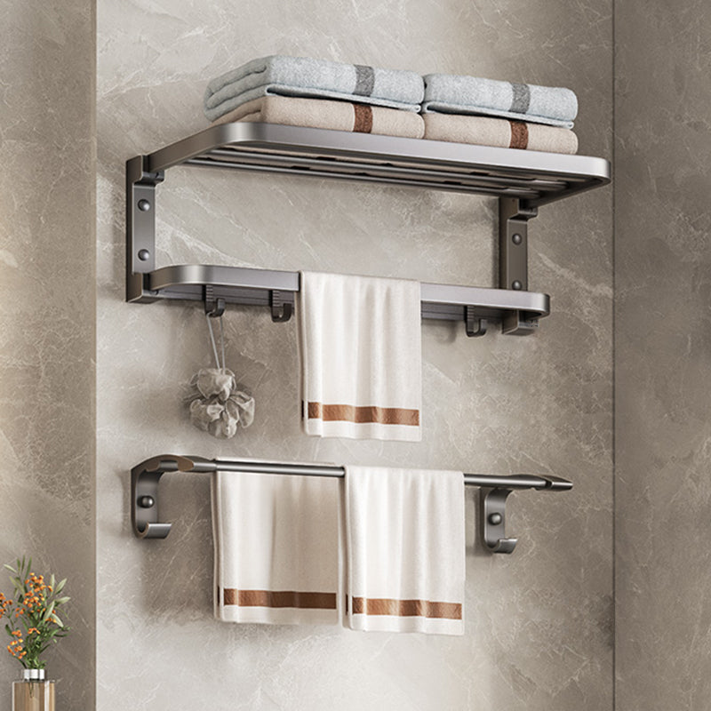 Grey Modern Bathroom Accessory As Individual Or As a Set with Towel Bar 2-Piece Set (Towel Rack) Clearhalo 'Bathroom Hardware Sets' 'Bathroom Hardware' 'Bathroom Remodel & Bathroom Fixtures' 'bathroom_hardware_sets' 'Home Improvement' 'home_improvement' 'home_improvement_bathroom_hardware_sets' 7296289