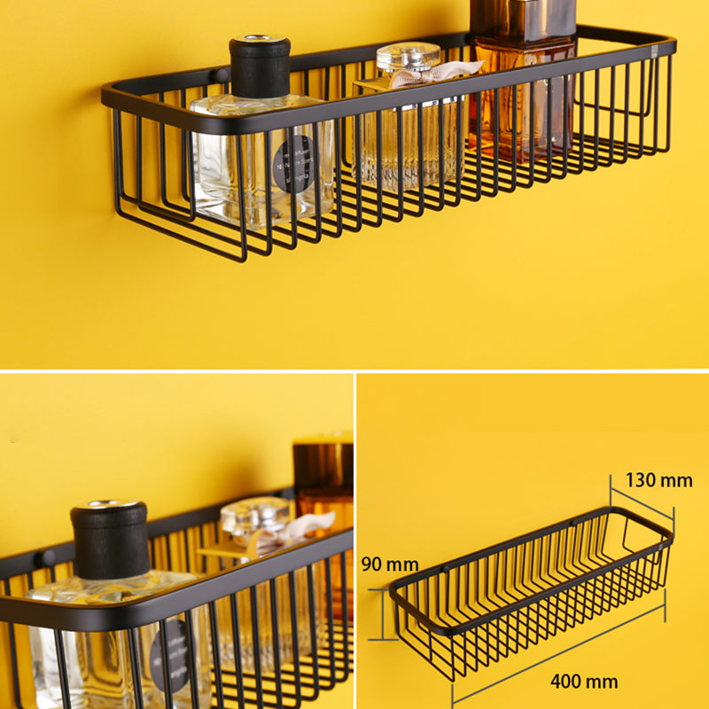 Modern Black Bathroom Accessory Kit with Bath Shelf and Soap Dish Clearhalo 'Bathroom Hardware Sets' 'Bathroom Hardware' 'Bathroom Remodel & Bathroom Fixtures' 'bathroom_hardware_sets' 'Home Improvement' 'home_improvement' 'home_improvement_bathroom_hardware_sets' 7296308