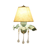 Fabric Blue Wall Mounted Light Tapered 1/2-Light Countryside Wall Sconce Lamp with Clear Glass Drop Clearhalo 'Wall Lamps & Sconces' 'Wall Lights' Lighting' 729735