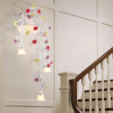 Romantic Pastoral Draped Sconce Lamp 5 Lights White Glass Wall Mounted Light with Colorful Flower Clearhalo 'Wall Lamps & Sconces' 'Wall Lights' Lighting' 729753