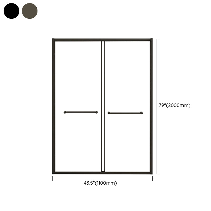 Frame Double Sliding Shower Door Transparent Tempered Shower Bath Door Clearhalo 'Bathroom Remodel & Bathroom Fixtures' 'Home Improvement' 'home_improvement' 'home_improvement_shower_tub_doors' 'Shower and Tub Doors' 'shower_tub_doors' 'Showers & Bathtubs' 7298073