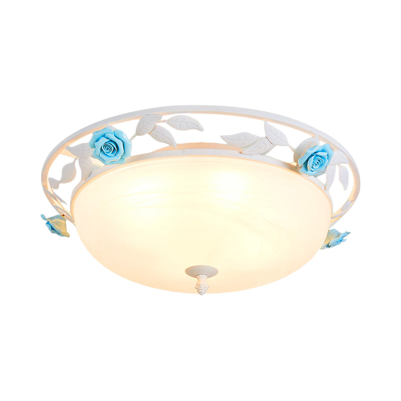 LED Ceiling Flush Mount Countryside Bedroom Flushmount Lighting with Dome White Glass Shade Clearhalo 'Ceiling Lights' 'Close To Ceiling Lights' 'Close to ceiling' 'Flush mount' Lighting' 729875