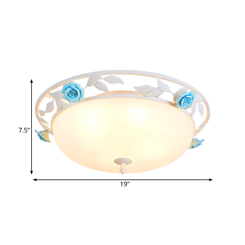 LED Ceiling Flush Mount Countryside Bedroom Flushmount Lighting with Dome White Glass Shade Clearhalo 'Ceiling Lights' 'Close To Ceiling Lights' 'Close to ceiling' 'Flush mount' Lighting' 729876