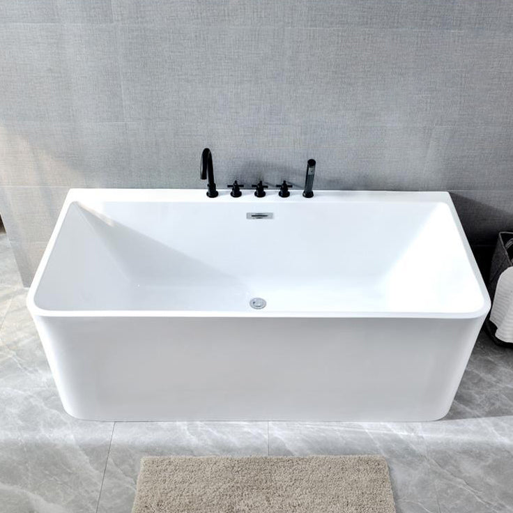 Back to Wall Bathtub Rectangular Antique Finish Soaking Bath 67"L x 30"W x 23"H Tub with Black 5-Piece Set Clearhalo 'Bathroom Remodel & Bathroom Fixtures' 'Bathtubs' 'Home Improvement' 'home_improvement' 'home_improvement_bathtubs' 'Showers & Bathtubs' 7298869