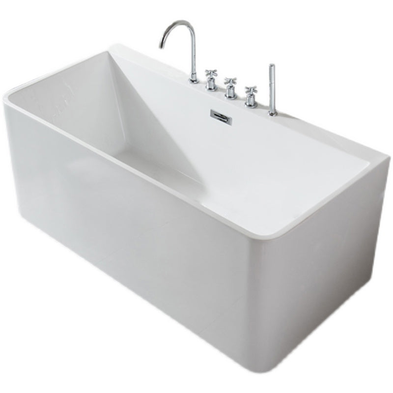 Back to Wall Bathtub Rectangular Antique Finish Soaking Bath Tub with Silver 5-Piece Set Clearhalo 'Bathroom Remodel & Bathroom Fixtures' 'Bathtubs' 'Home Improvement' 'home_improvement' 'home_improvement_bathtubs' 'Showers & Bathtubs' 7298874