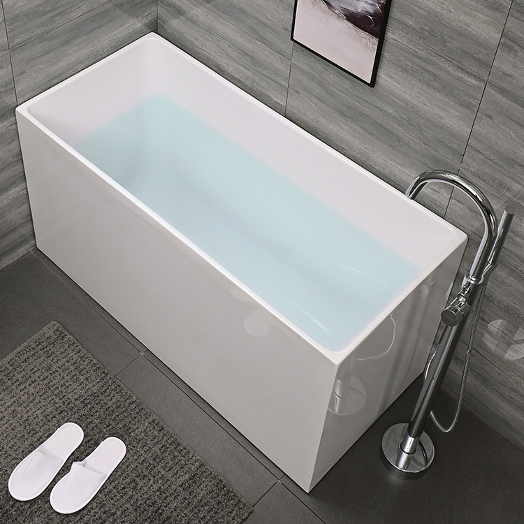 Acrylic Back to Wall Bathtub Rectangular Modern Soaking Bath Tub 51"L x 23"W x 27"H Without Seat Tub with Freestanding Tub Fillers Clearhalo 'Bathroom Remodel & Bathroom Fixtures' 'Bathtubs' 'Home Improvement' 'home_improvement' 'home_improvement_bathtubs' 'Showers & Bathtubs' 7298885