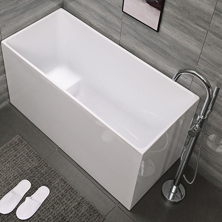 Acrylic Back to Wall Bathtub Rectangular Modern Soaking Bath Tub With Seat Tub with Freestanding Tub Fillers Clearhalo 'Bathroom Remodel & Bathroom Fixtures' 'Bathtubs' 'Home Improvement' 'home_improvement' 'home_improvement_bathtubs' 'Showers & Bathtubs' 7298886