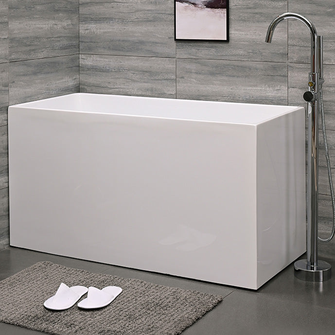 Acrylic Back to Wall Bathtub Rectangular Modern Soaking Bath Tub 39"L x 23"W x 27"H Without Seat Tub with Freestanding Tub Fillers Clearhalo 'Bathroom Remodel & Bathroom Fixtures' 'Bathtubs' 'Home Improvement' 'home_improvement' 'home_improvement_bathtubs' 'Showers & Bathtubs' 7298892