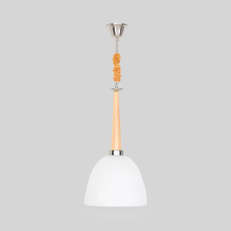 Simple 1-Head Ceiling Light Beige Dome Hanging Pendant Lamp with White Prismatic Glass Shade, 11.5"/14" Wide Clearhalo 'Ceiling Lights' 'Glass shade' 'Glass' 'Modern Pendants' 'Modern' 'Pendant Lights' 'Pendants' Lighting' 729951