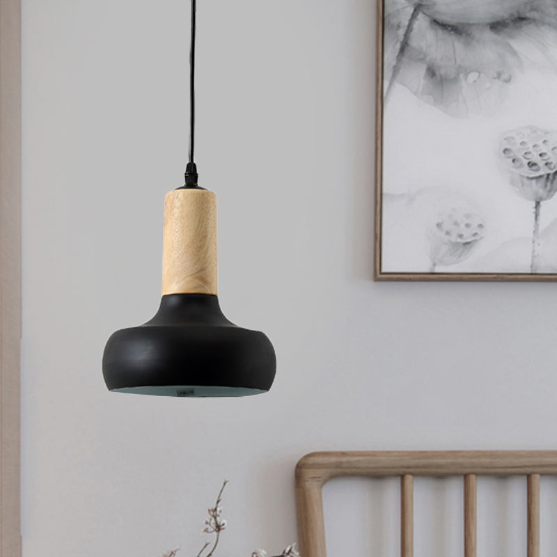 Iron Urn Shaped Suspension Pendant Nordic Style 1 Light Black Finish Ceiling Hang Fixture Clearhalo 'Ceiling Lights' 'Modern Pendants' 'Modern' 'Pendant Lights' 'Pendants' Lighting' 729980